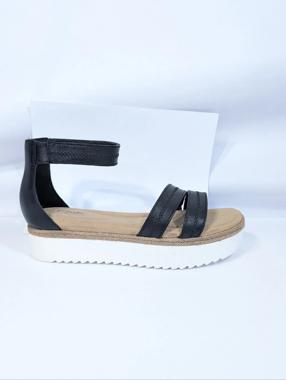 Clarks Black Leather Sandals 10.5 New Women Platform Shoes Lana Glide chunky